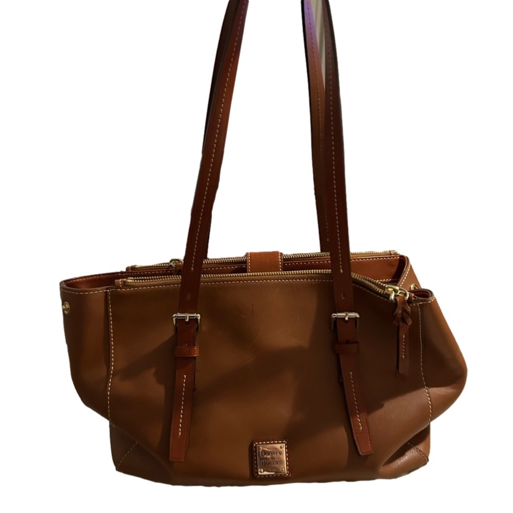 Dooney & Burke brown leather tote.